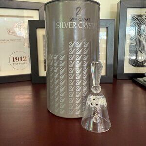 Swarovski Silver Crystal Bell With Flowers Certificate & Original Box